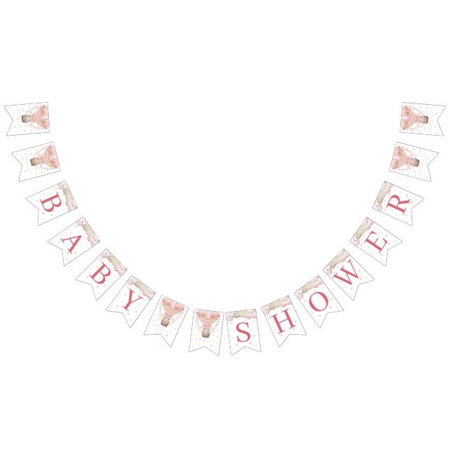 Bannière À Fanions On peut attendre le Baby shower de fille jumelle (Tout)