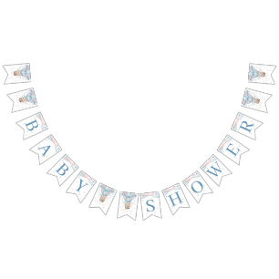 Bannière À Fanions On peut attendre le Baby shower des jumeaux filles