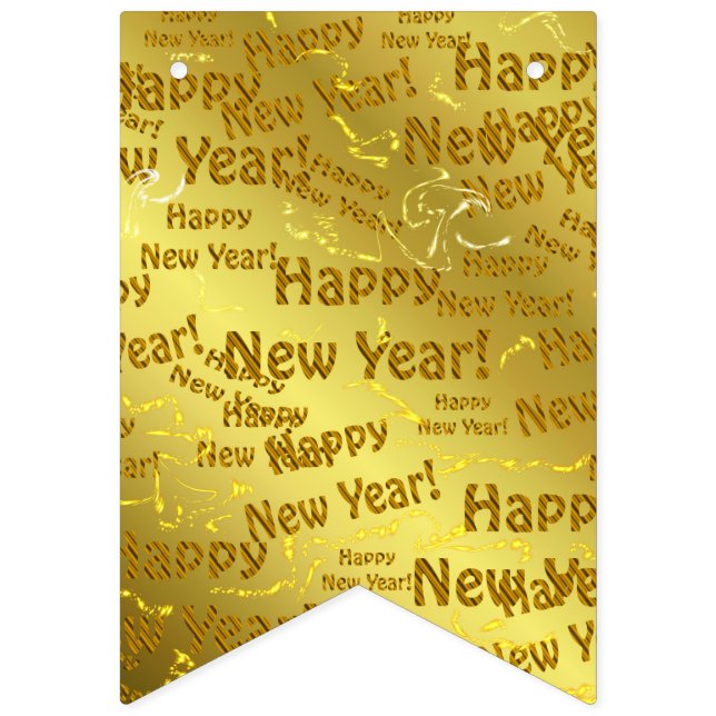 Bannière À Fanions or heureux new years text (Seizième drapeau)