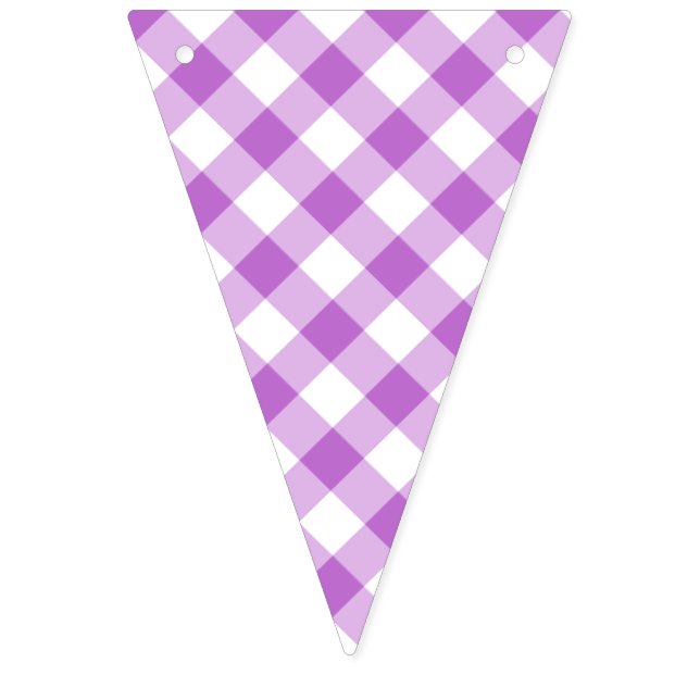Bannière À Fanions Orchidée Violet Gingham Rétro (Premier drapeau)