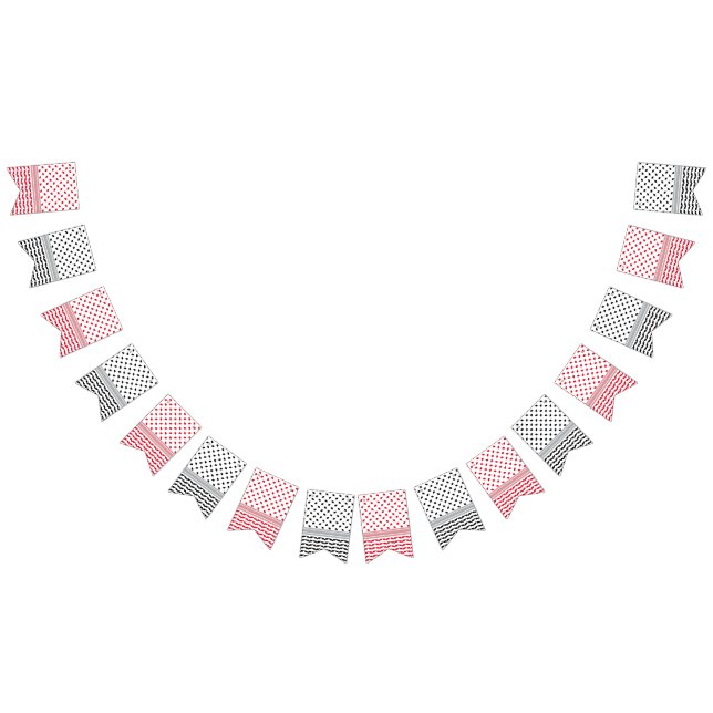 Bannière À Fanions Palestinien Noir & Rouge Keffiyeh (Tout)