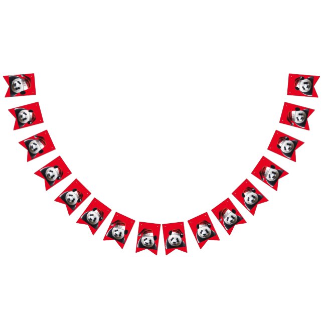 Bannière À Fanions Panda Bear porte un Casquette du Père Noël (Tout)