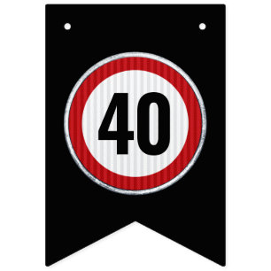 Bannière À Fanions Panneau de limite de vitesse d'anniversaire 40 ans