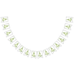 Bannière À Fanions Panneau de mariage à la fougère verte minimaliste