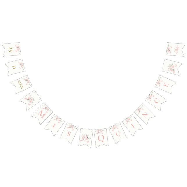 Bannière À Fanions Papillon rose Quinceañera (Tout)