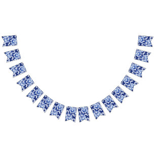 Bannière À Fanions Papillons Aquarelle Bleu