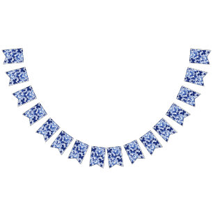 Bannière À Fanions Papillons Aquarelle Indigo Blue