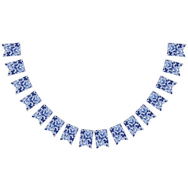 Bannière À Fanions Papillons Aquarelle Indigo Blue (Tout)