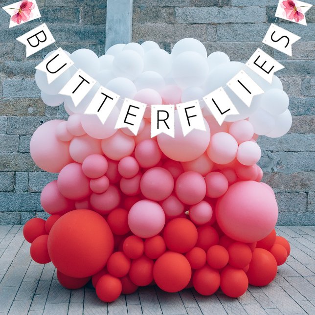 Bannière À Fanions Papillons Fête des mariées florale (Créateur téléchargé)