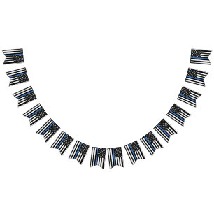 Bannière À Fanions Parti de retraite de la police Ligne bleue mince