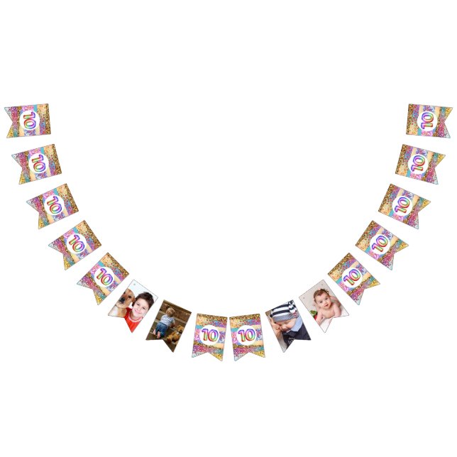 Bannière À Fanions parties scintillant arc-en-ciel à 10 ans DO-IT-YOU (Tout)