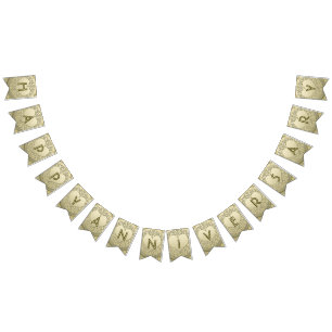 Bannière À Fanions parties scintillantes de coeur d'or de