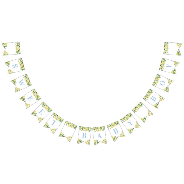 Bannière À Fanions Pastel Blue Lemons Sweet Boy Baby shower (Tout)