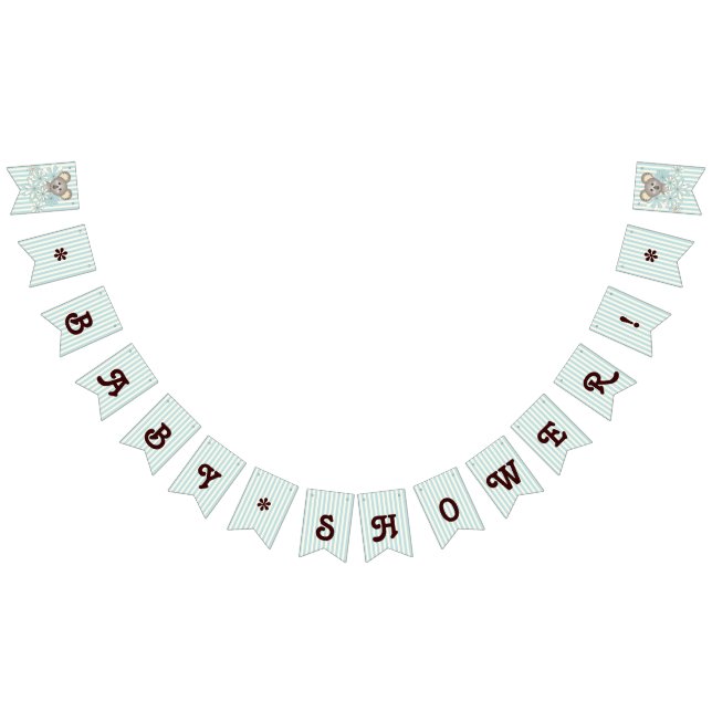 Bannière À Fanions Pastel Blue Stripe Cute Koala Boy Baby shower (Tout)