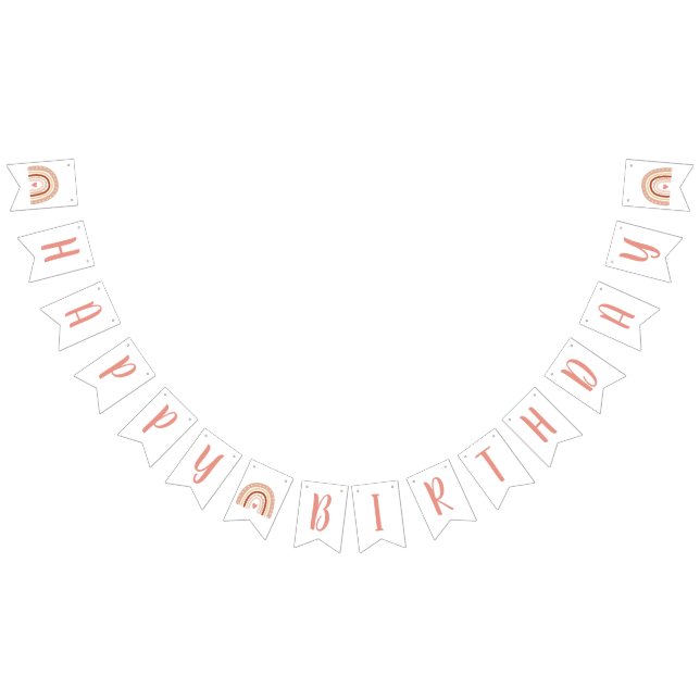 Bannière À Fanions Pastel Boho Rainbow Girls Joyeux anniversaire (Tout)