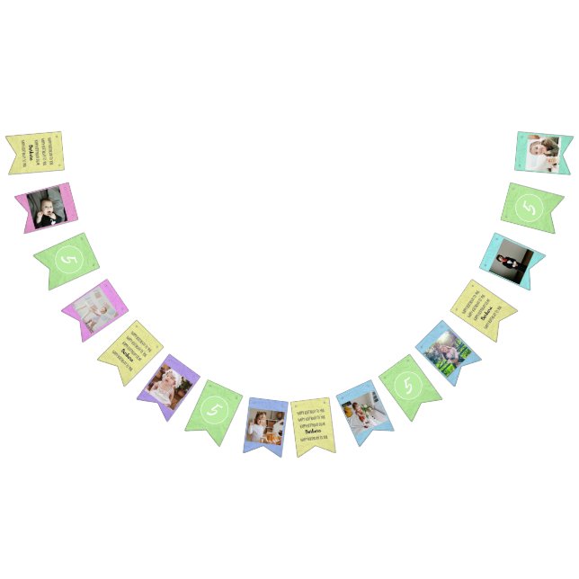 Bannière À Fanions Pastels Happy Birthday to You Any Age 8 Photos (Tout)