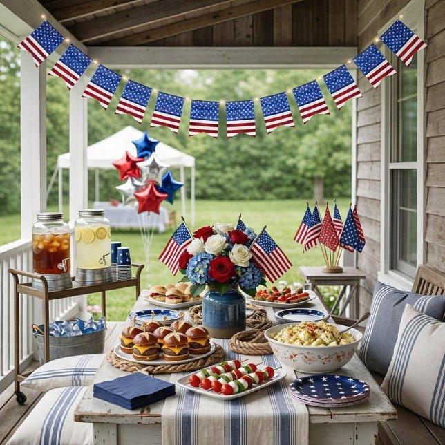 Bannière À Fanions Patriotic Stars and Stripes Flag bunting banner (Patriotic bunting with flag design mockup Shown shortened to fit in the space. )