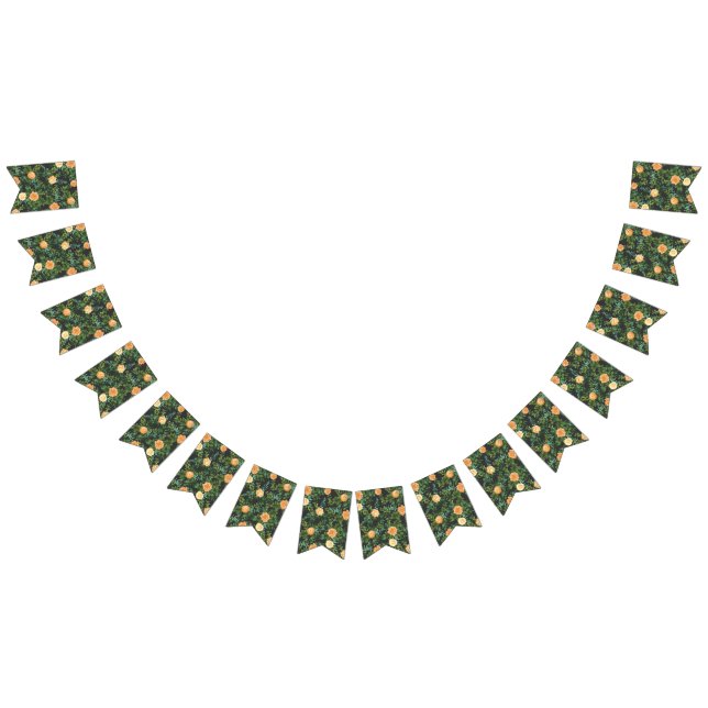 Bannière À Fanions Peach Dark Grey Mariage Rose Floral (Tout)