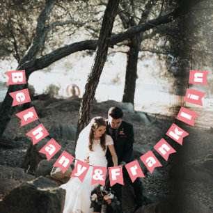 Bannière À Fanions Peach Rose Bud Peachy Coral Mariage