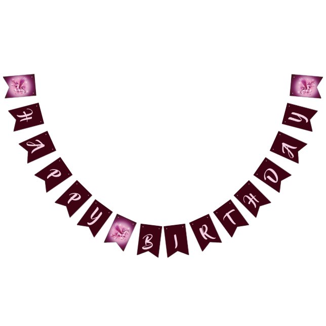 Bannière À Fanions Pegasus Rose "Joyeux Anniversaire" (Tout)