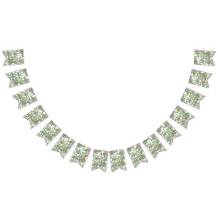 Bannière À Fanions Peine rose pâle et Mariage Rose Floral