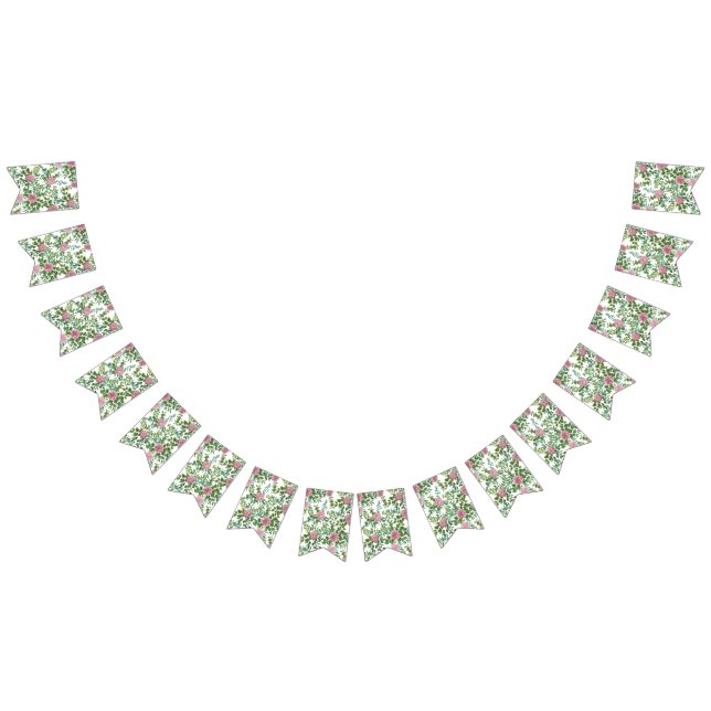 Bannière À Fanions Peine rose pâle et Mariage Rose Floral (Tout)