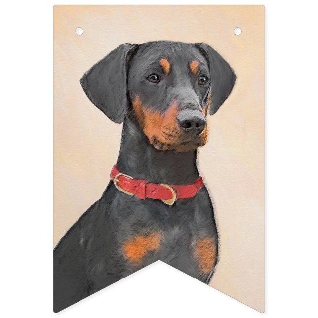 Bannière À Fanions Peinture allemande Pinscher peinture art animal or (Premier drapeau)