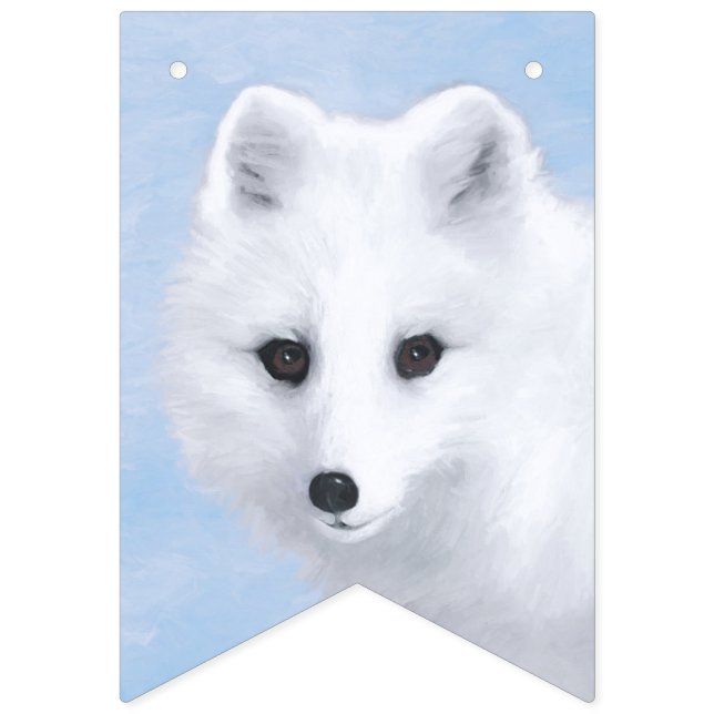 Bannière À Fanions Peinture Arctic Fox - Art original de la faune (Premier drapeau)