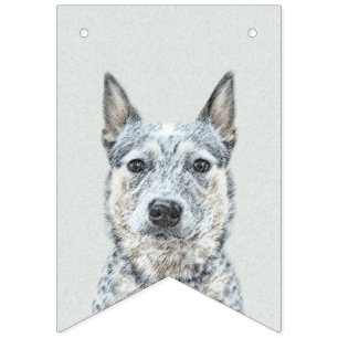 Bannière À Fanions Peinture de chien de bétail australien - Beau art 