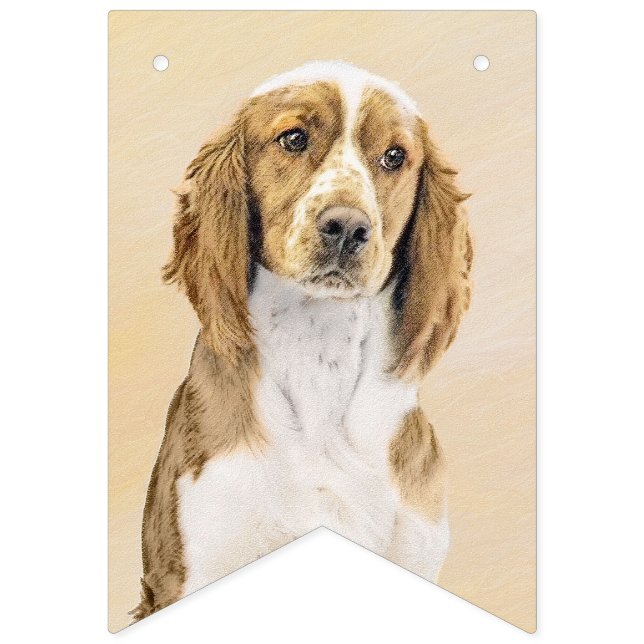 Bannière À Fanions Peinture de Welsh Springer Spaniel - Art canin ori (Premier drapeau)