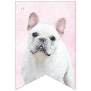 Bannière À Fanions Peinture française de Bulldog (Crème/Blanc) - Art 