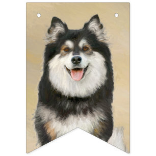 Bannière À Fanions Peinture Lapphund Finlandaise - Joli art original 