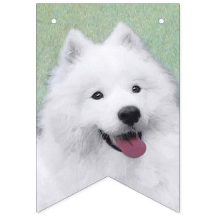 Bannière À Fanions Peinture Samoyed - Cute Original Chien Art