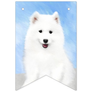 Bannière À Fanions Peinture Samoyed Puppy - Jolie Art Original Chien