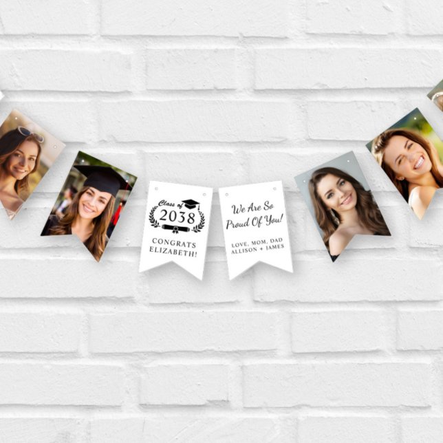 Bannière À Fanions Personalized Graduation Party Photo (Personalized Graduation Party Photo Bunting Flags)