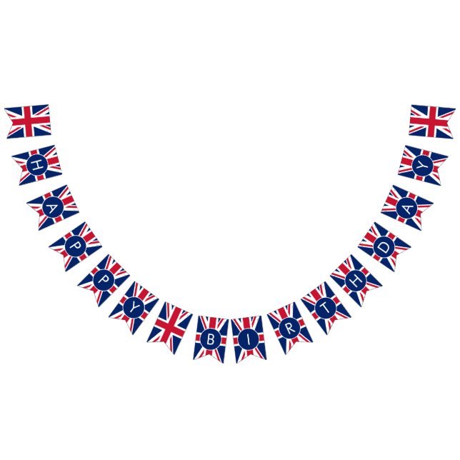 Bannière À Fanions Personnalisé Joyeux anniversaire Union Jack (Tout)