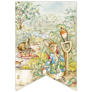 Bannière À Fanions Peter le lapin dans le jardin de M. Mc Gregor