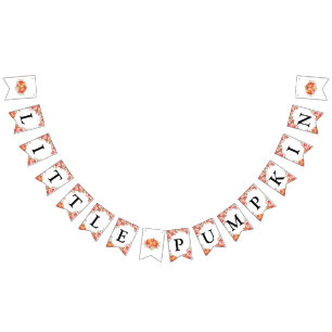Bannière À Fanions Petit Baby shower Floral Citrouille