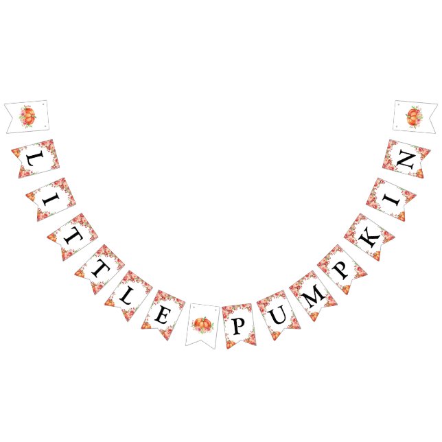 Bannière À Fanions Petit Baby shower Floral Citrouille (Tout)