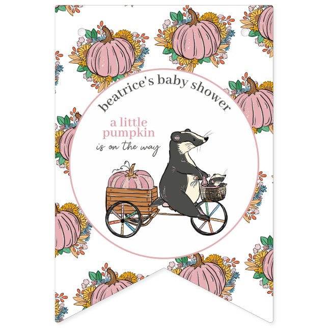 Bannière À Fanions Petit Citrouille rose C'est un Baby shower de fill (Troisième drapeau)