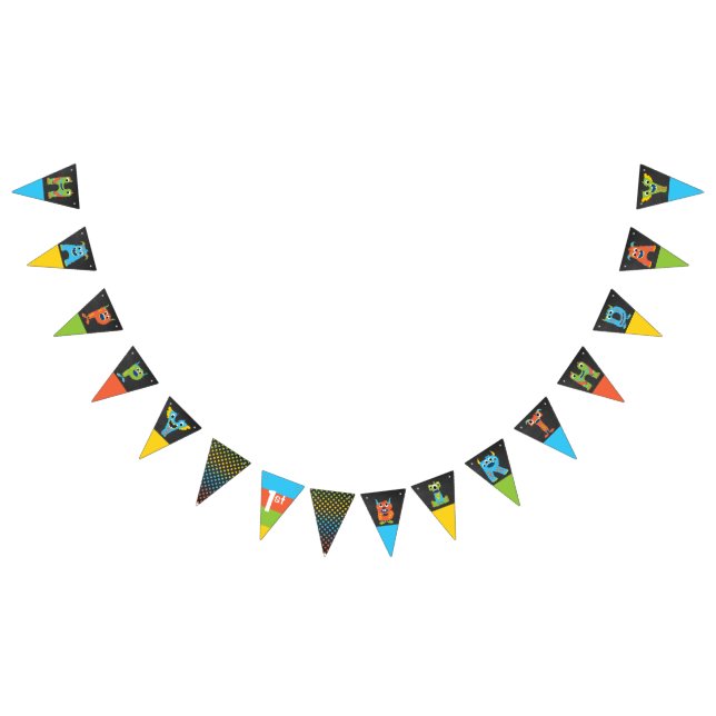 Bannière À Fanions Petit Monster Chalkboard Joyeux anniversaire (Tout)