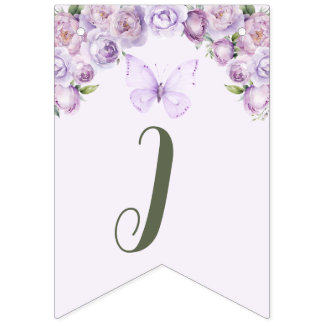 Bannière À Fanions Petit Papillon Purple Baby shower Floral