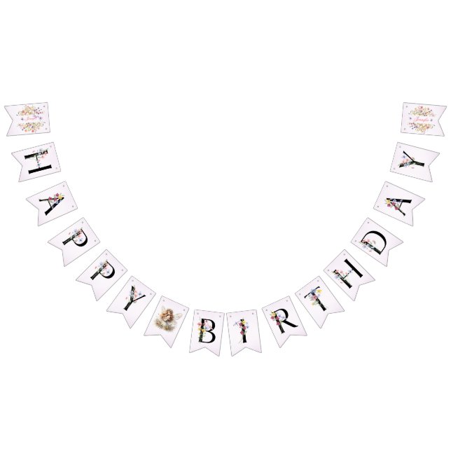 Bannière À Fanions Petite aquarelle Fleur sauvage vive Anniversaire (Tout)