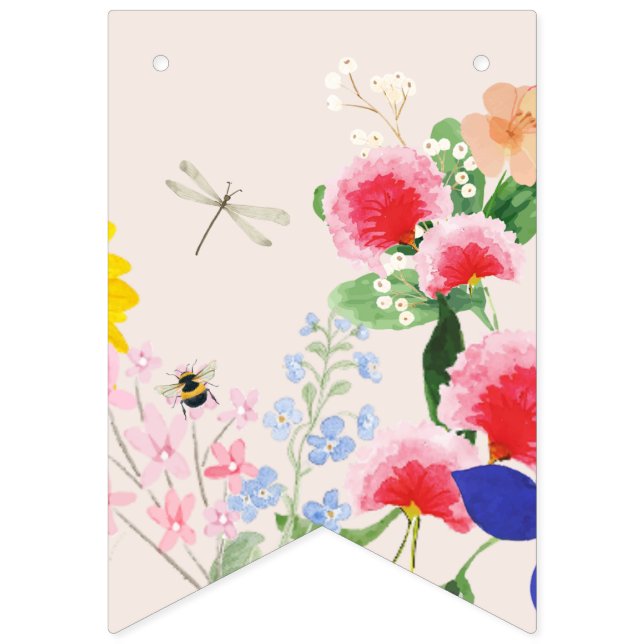 Bannière À Fanions Petite maman fleur sauvage à Bee Baby shower (Sizième drapeau)