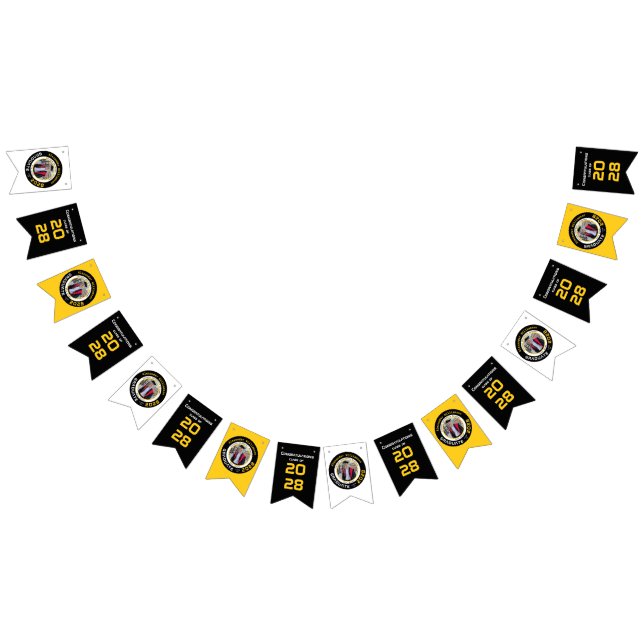 Bannière À Fanions Photo de remise de diplôme noir et blanc de style  (Tout)