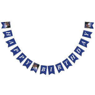 Bannière À Fanions Photo Navy Dégradé Joyeux Anniversaire