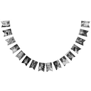 Bannière À Fanions Photo noire et blanche de premier anniversaire