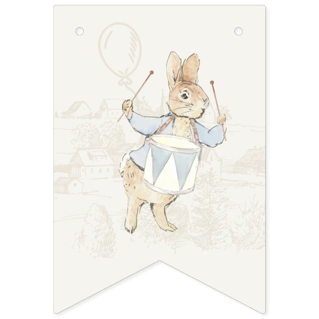Bannière À Fanions Pierre le lapin Quelques lapins 1er anniversaire (Deuxième drapeau)
