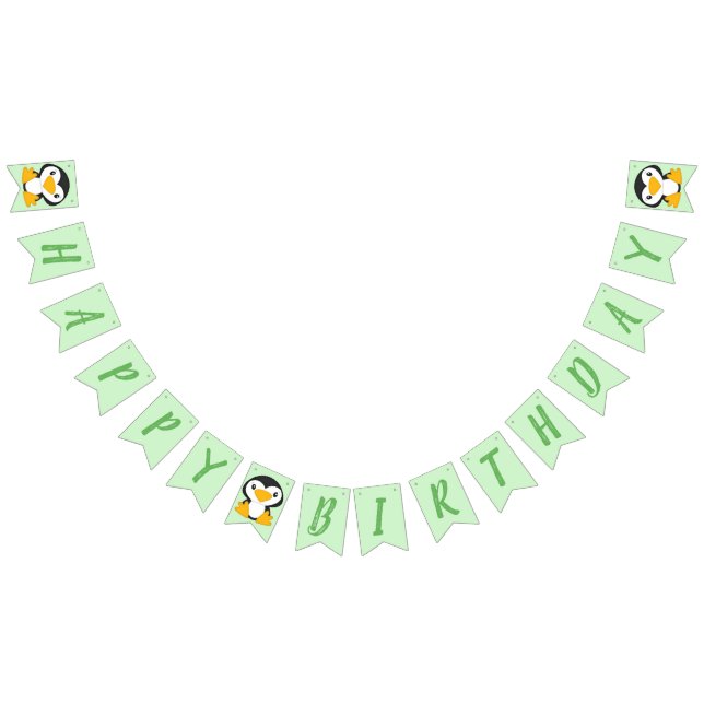 Bannière À Fanions Pingouin fête d'anniversaire Vert (Tout)