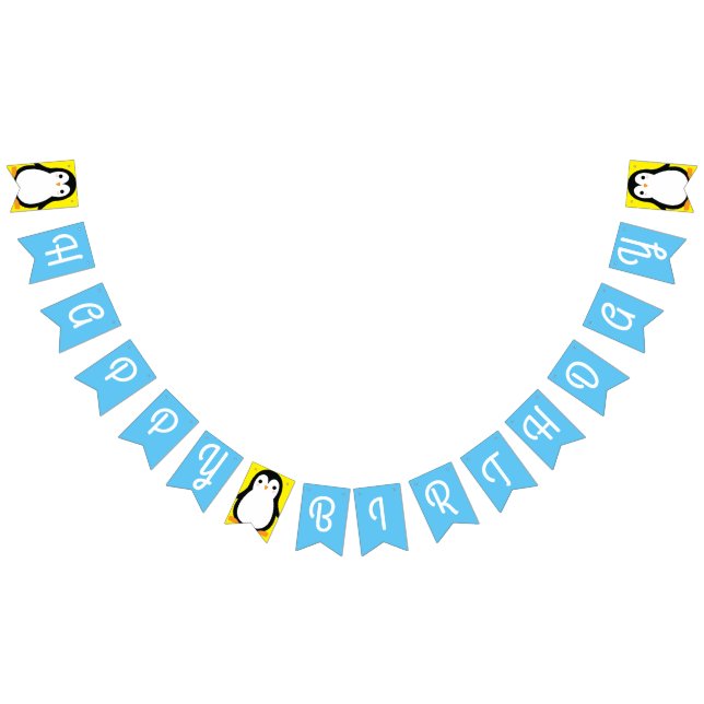 Bannière À Fanions Pingouin mignon hiver heureux Anniversaire Bannièr (Tout)